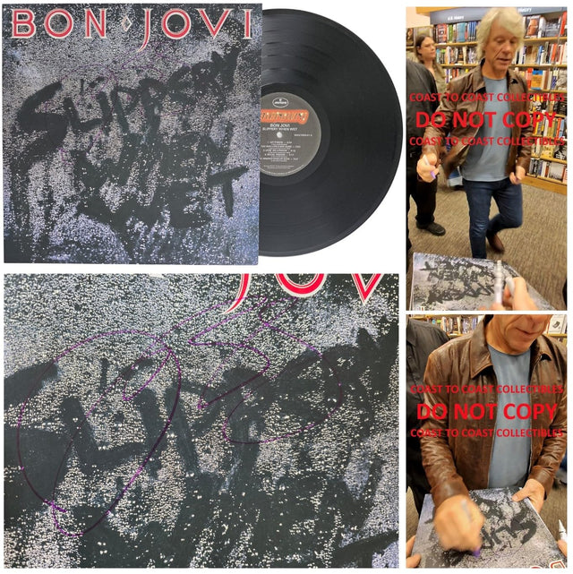 Jon Bon Jovi Signed Slippery When Wet Album COA Proof Autographed Vinyl Record Bon Jovi