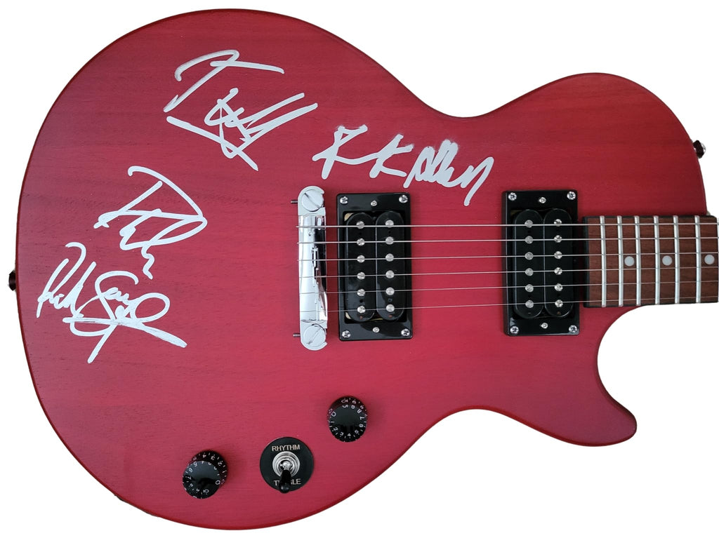 Joe Elliott Rick Savage Phil Collen Rick Allen Signed Les Paul Electric Guitar COA Proof Autographed Def Leppard Band