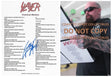 Kerry King Signed Slayer Chemical Warfare Lyrics Sheet COA Exact Proof Autographed