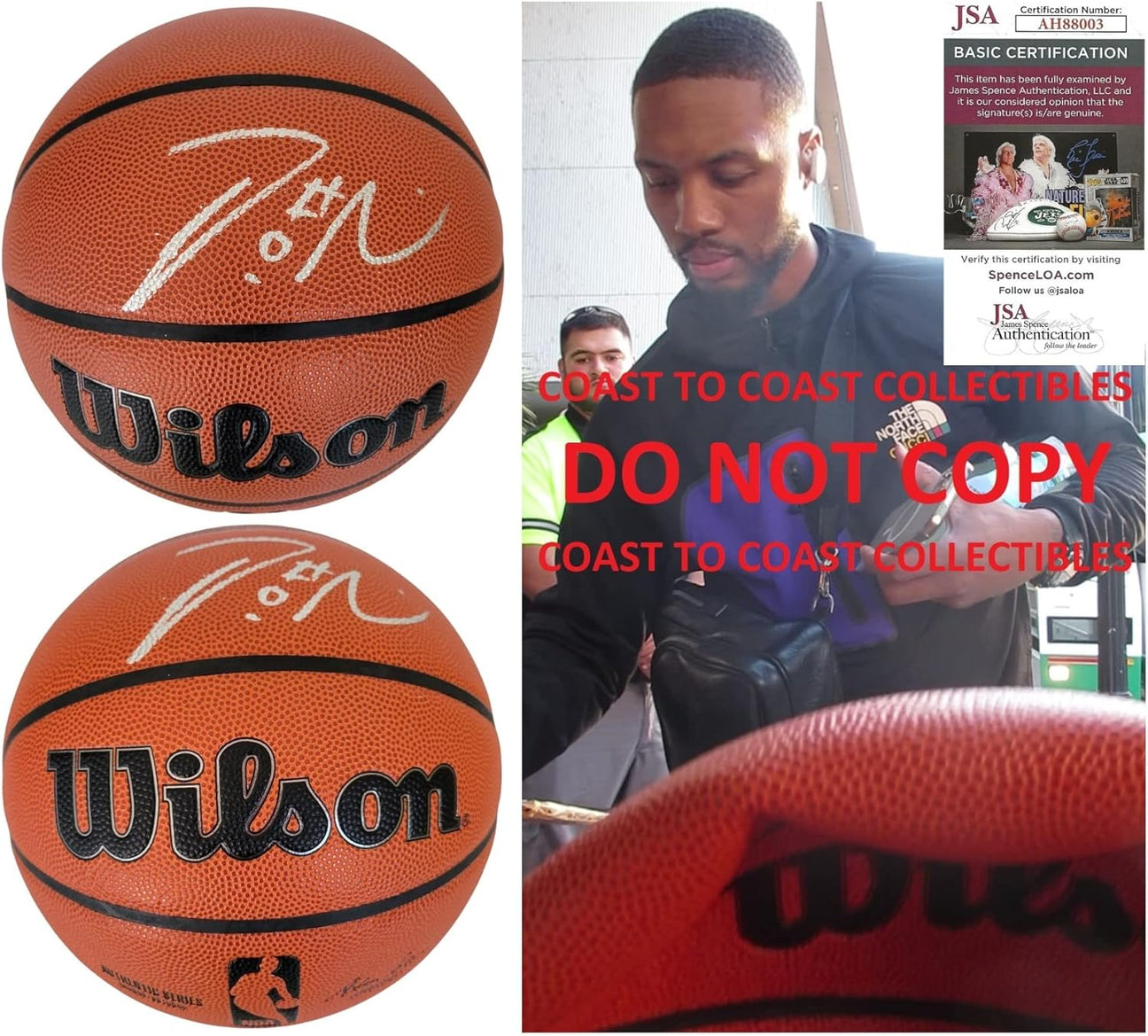 Damian Lillard Portland Trail blazers signed NBA basketball COA proof autographed