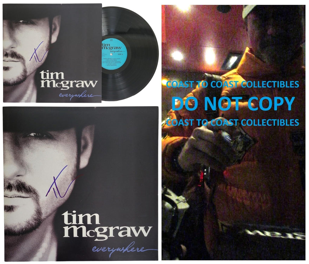 Tim McGraw Signed Everywhere Album Exact Proof COA Autographed Vinyl Record