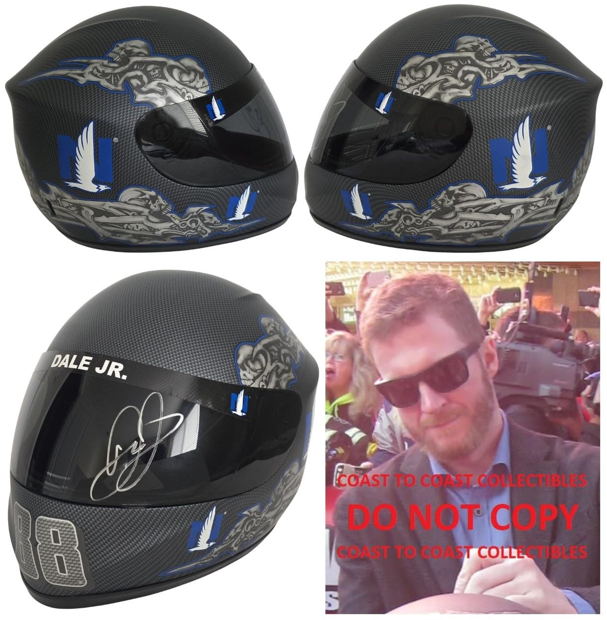 Dale Earnhardt Signed Nation Wide Nascar Full Size Helmet COA Proof Autographed