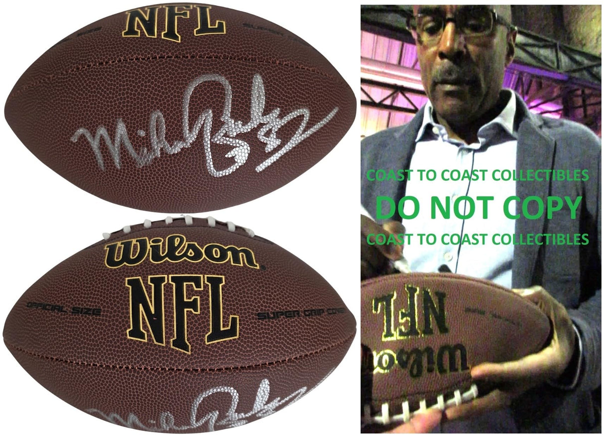 Mike Quick Signed Football Exact Proof COA Autographed Philadelphia Eagles NC State