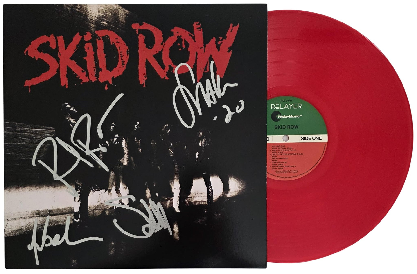 Skid Row Band Signed Album COA Exact Proof Autographed Vinyl Record Sabo,Hill,Bolan,Bach