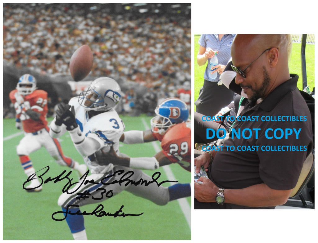 Bobby Joe Edmonds Signed Seahawks Football 8x10 Photo Proof COA Autographed