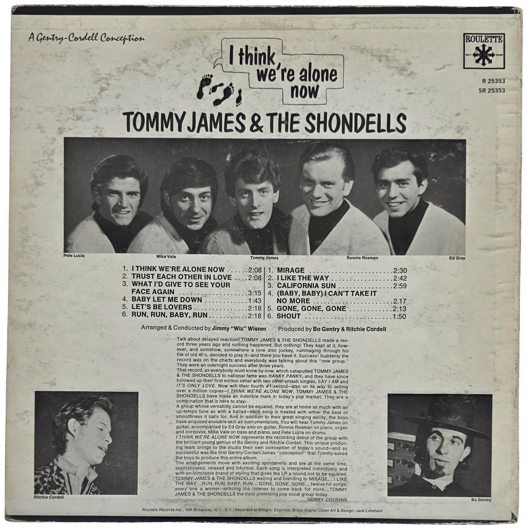 Tommy James Signed I Think We're Alone Now Album COA Proof Autographed Vinyl Record