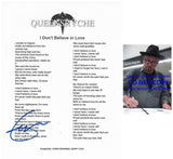 Geoff Tate Signed Queensryche I Dont Believe in Love Lyrics Sheet Proof Autographed
