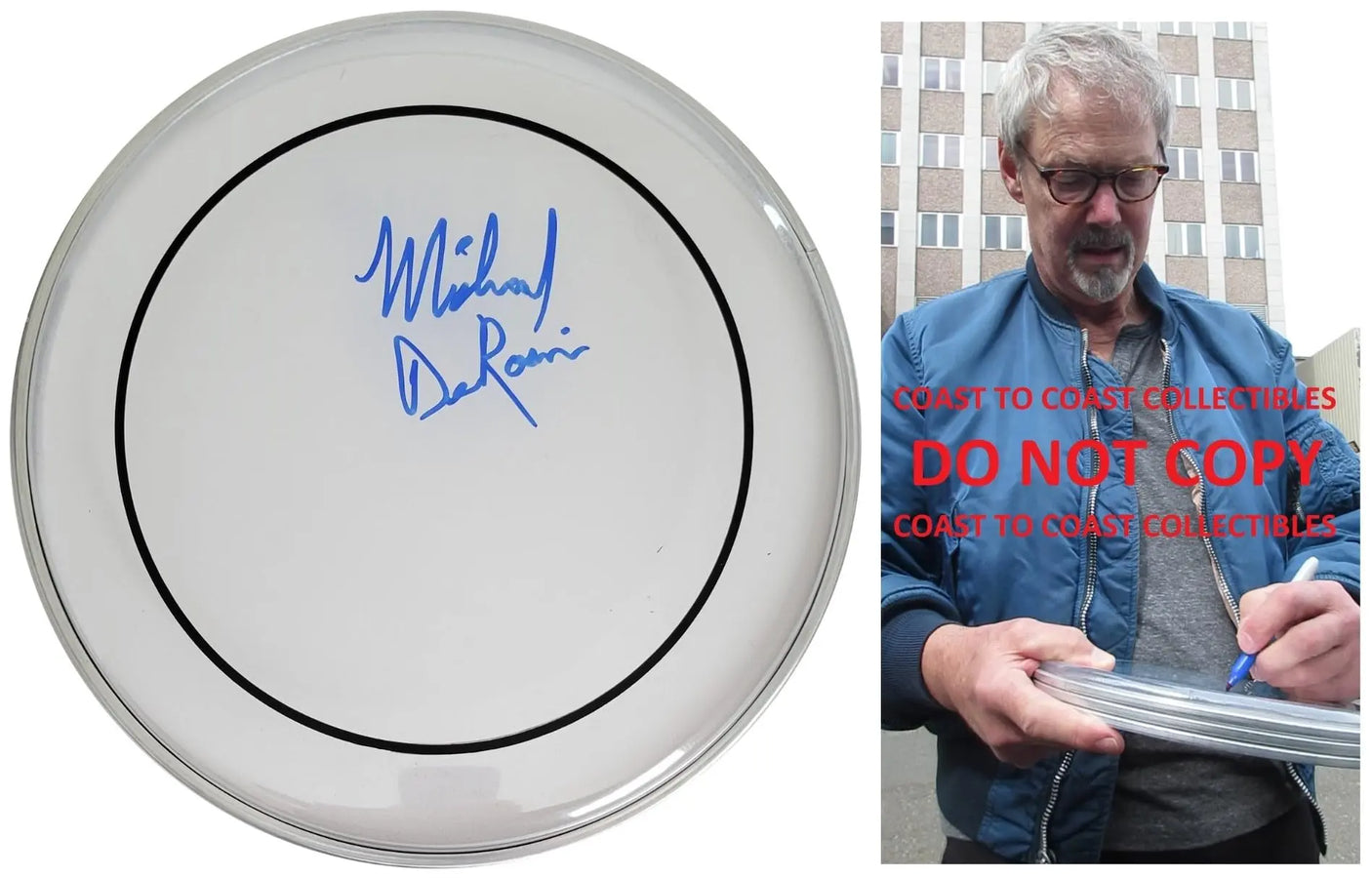 Michael Derosier Heart Drummer Signed Drumhead COA Exact Proof Autographed STAR