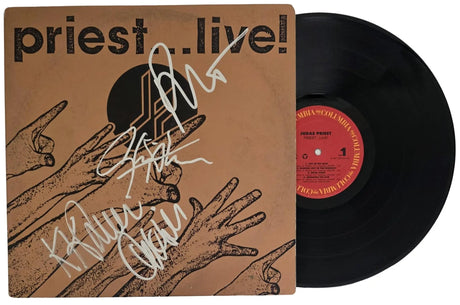 Judas Priest Band Signed Live Album COA Proof Autographed Vinyl Record Halford Tipton Hill Downing Judas Priest