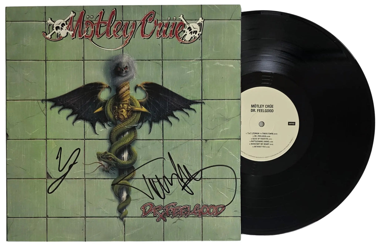 Vince Neil Tommy Lee Signed Dr Feelgood Album COA Proof Autographed Motley Crue Vinyl Record