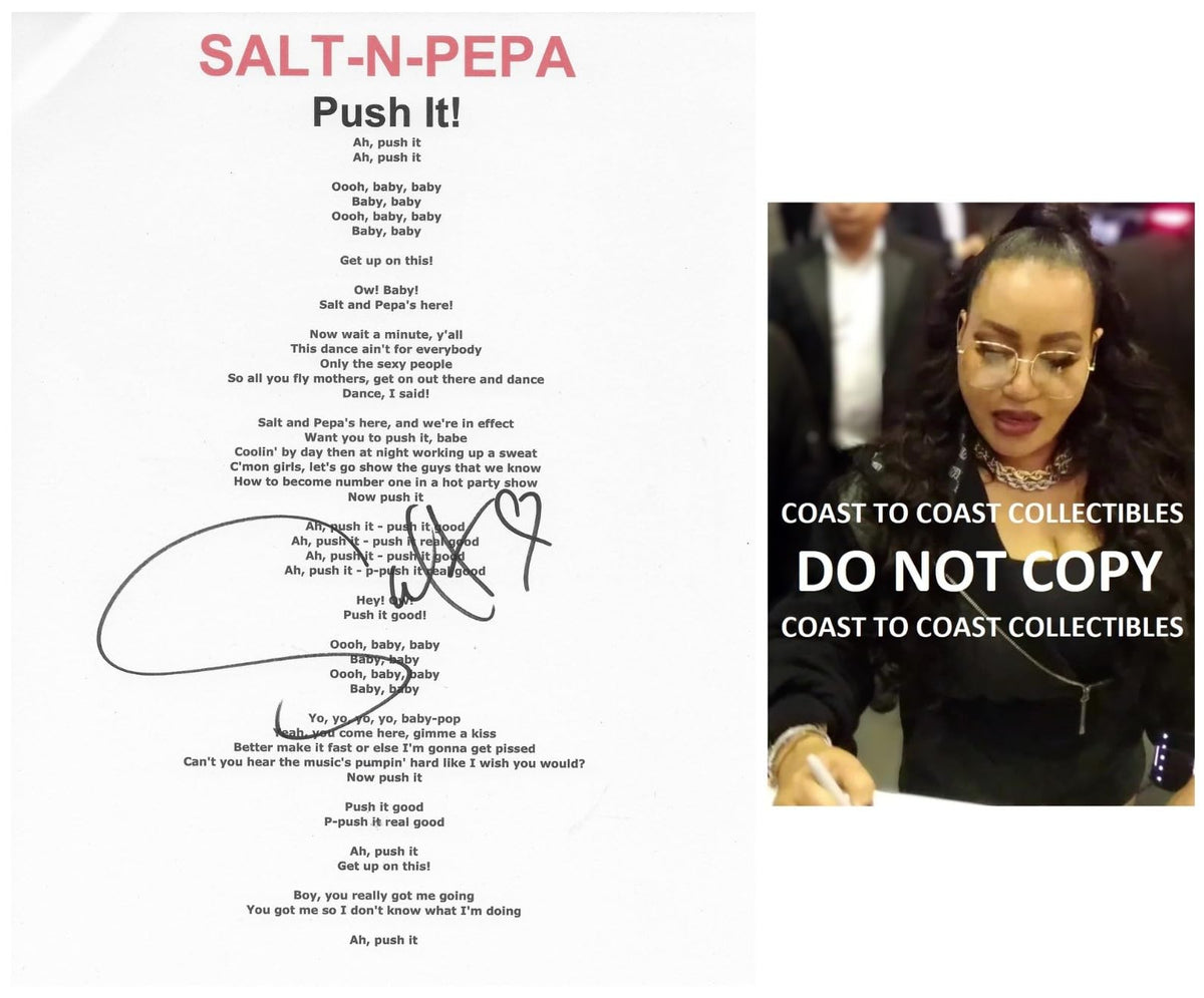Salt Signed Salt - N - Pepa Push it Lyric Sheet COA Exact Proof Autographed