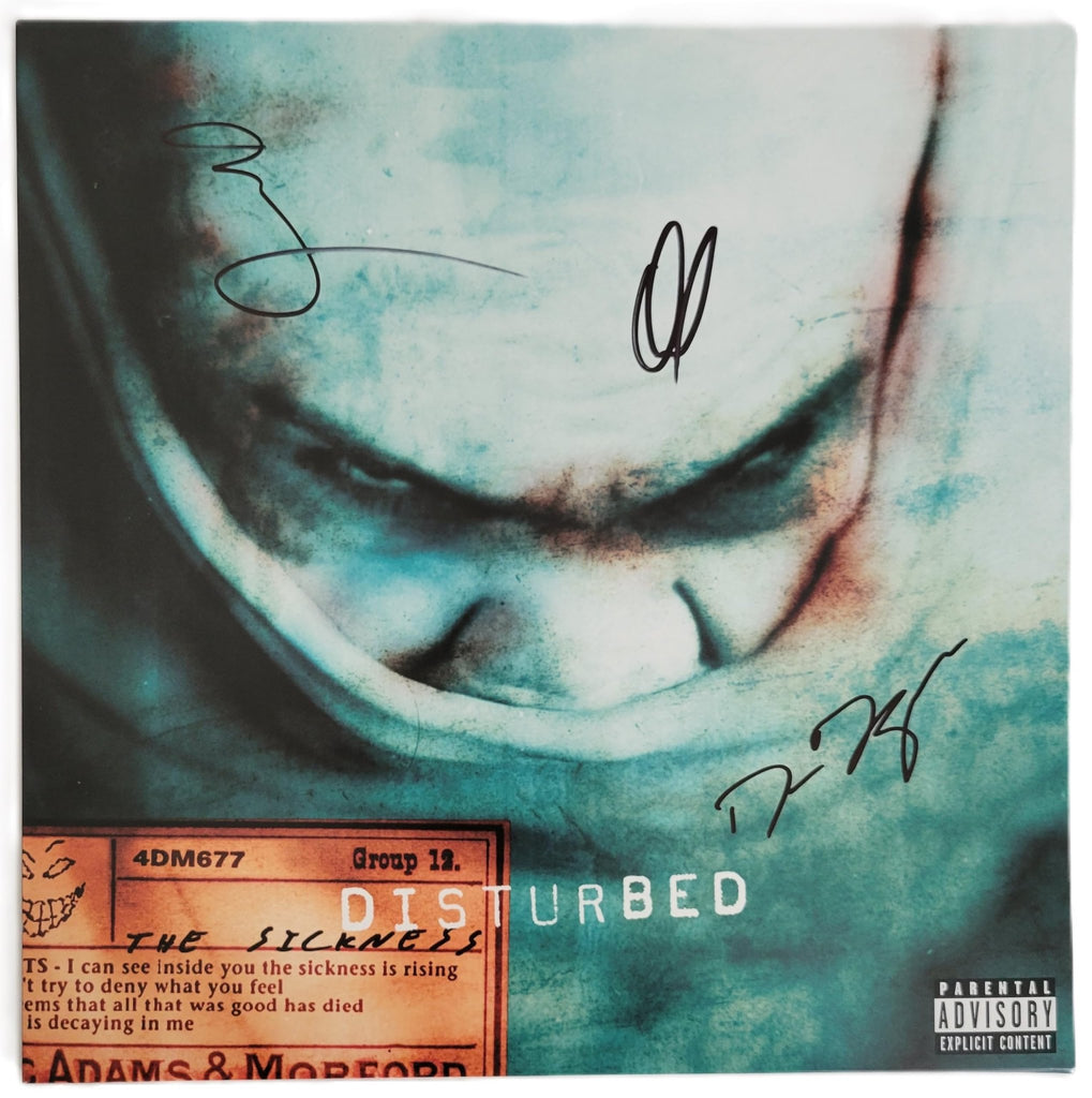 Disturbed Band Signed The Sickness Album COA Proof Autographed Vinyl Record David Draiman,Dan Donegan,Mike Wengren