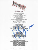 KK Downing Signed Heading out to the Highway Lyrics Sheet COA Exact Proof Autographed Judas Priest