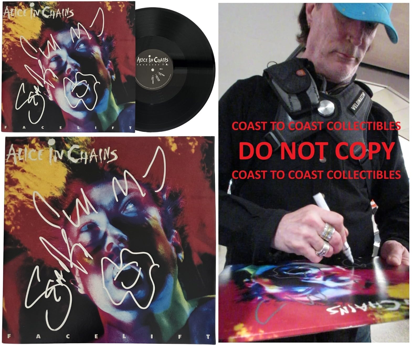 Sean Kinney Signed Alice In Chains Facelift Album COA Proof Autographed Vinyl Record Alice In Chains