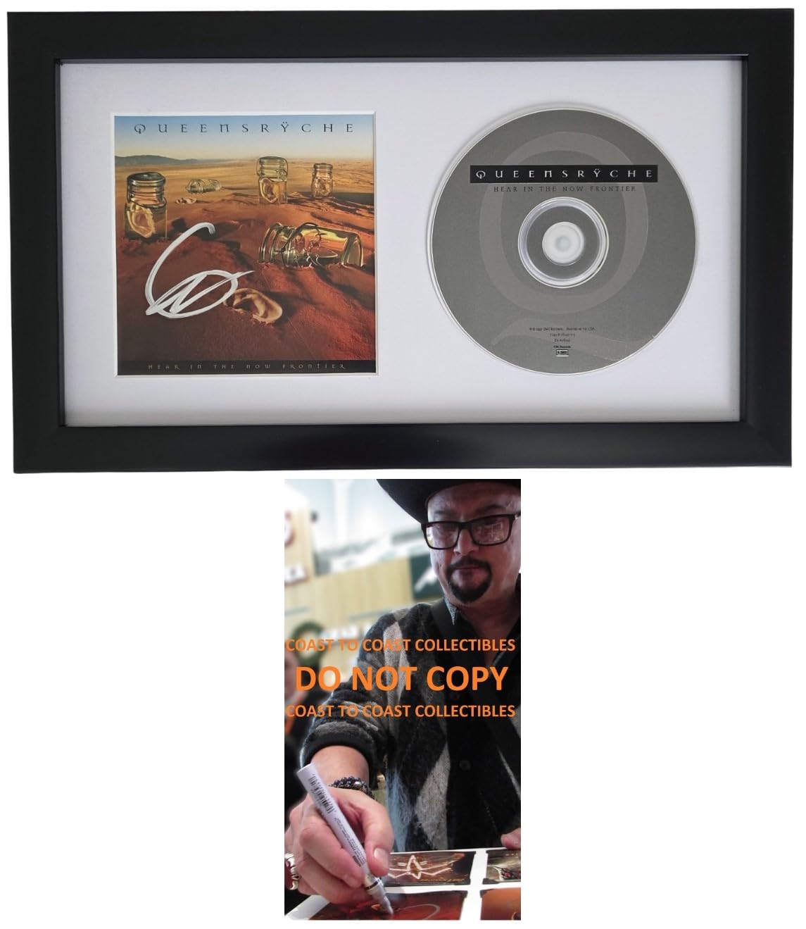Geoff Tate Signed Queensryche Hear in the Now Frontier CD Framed COA Proof Autographed Framed CD 12x7