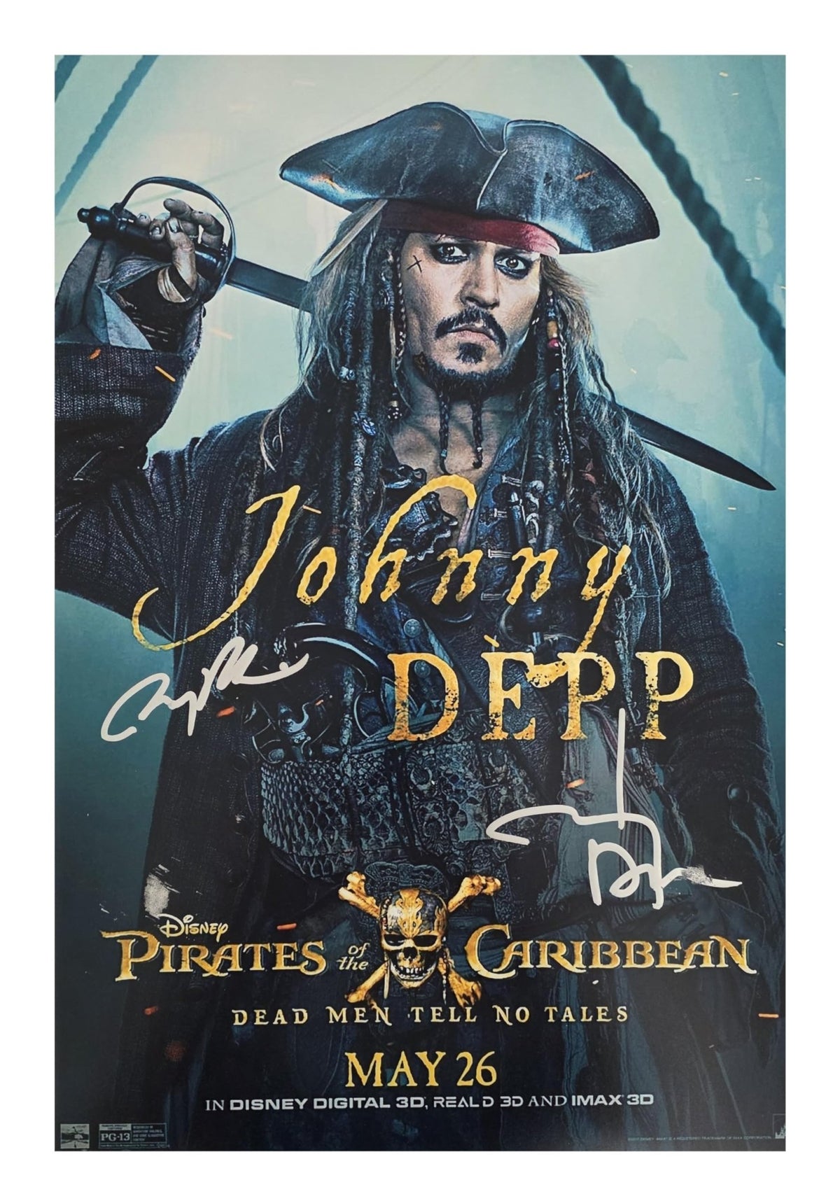 Johnny Depp Signed Pirates of the Caribbean 12x18 Photo COA Proof Autographed Jerry Bruckheimer