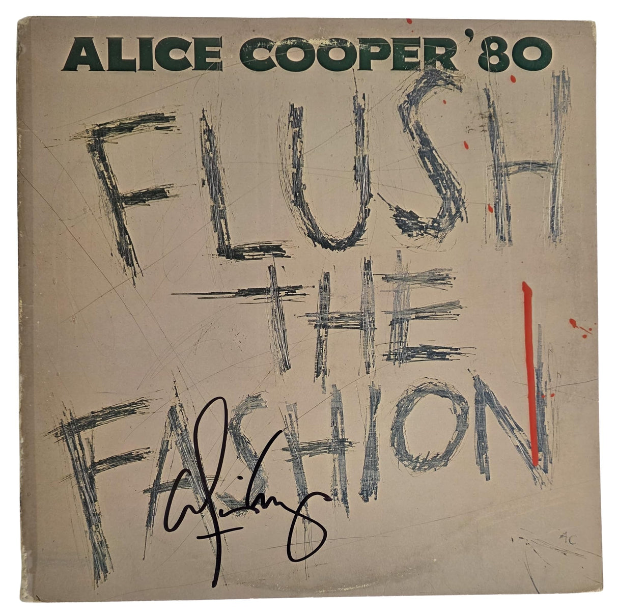 Alice Cooper Signed Flush the Fashion Album COA Proof Autographed Vinyl Record