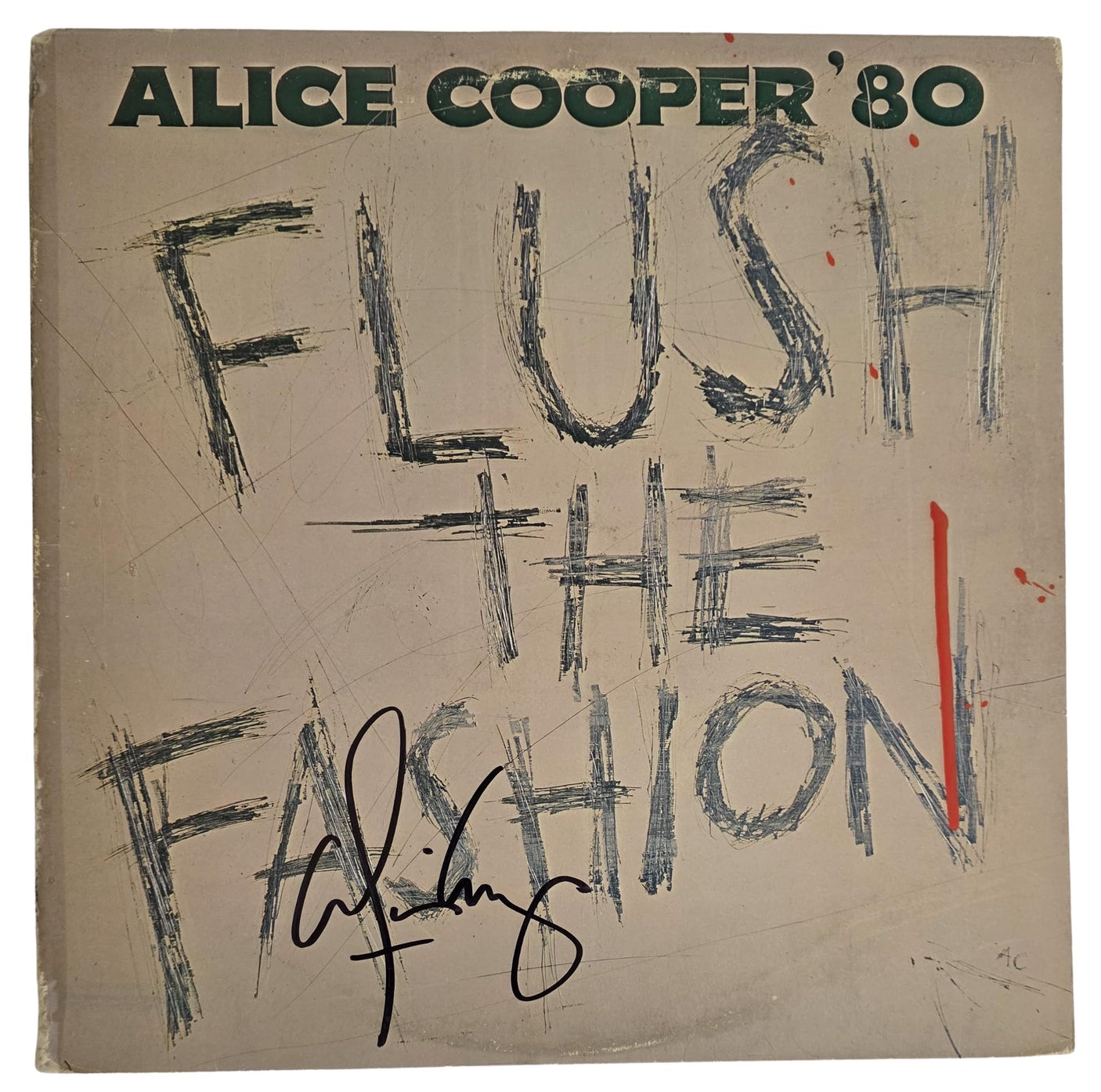 Alice Cooper Signed Flush the Fashion Album COA Proof Autographed Vinyl Record