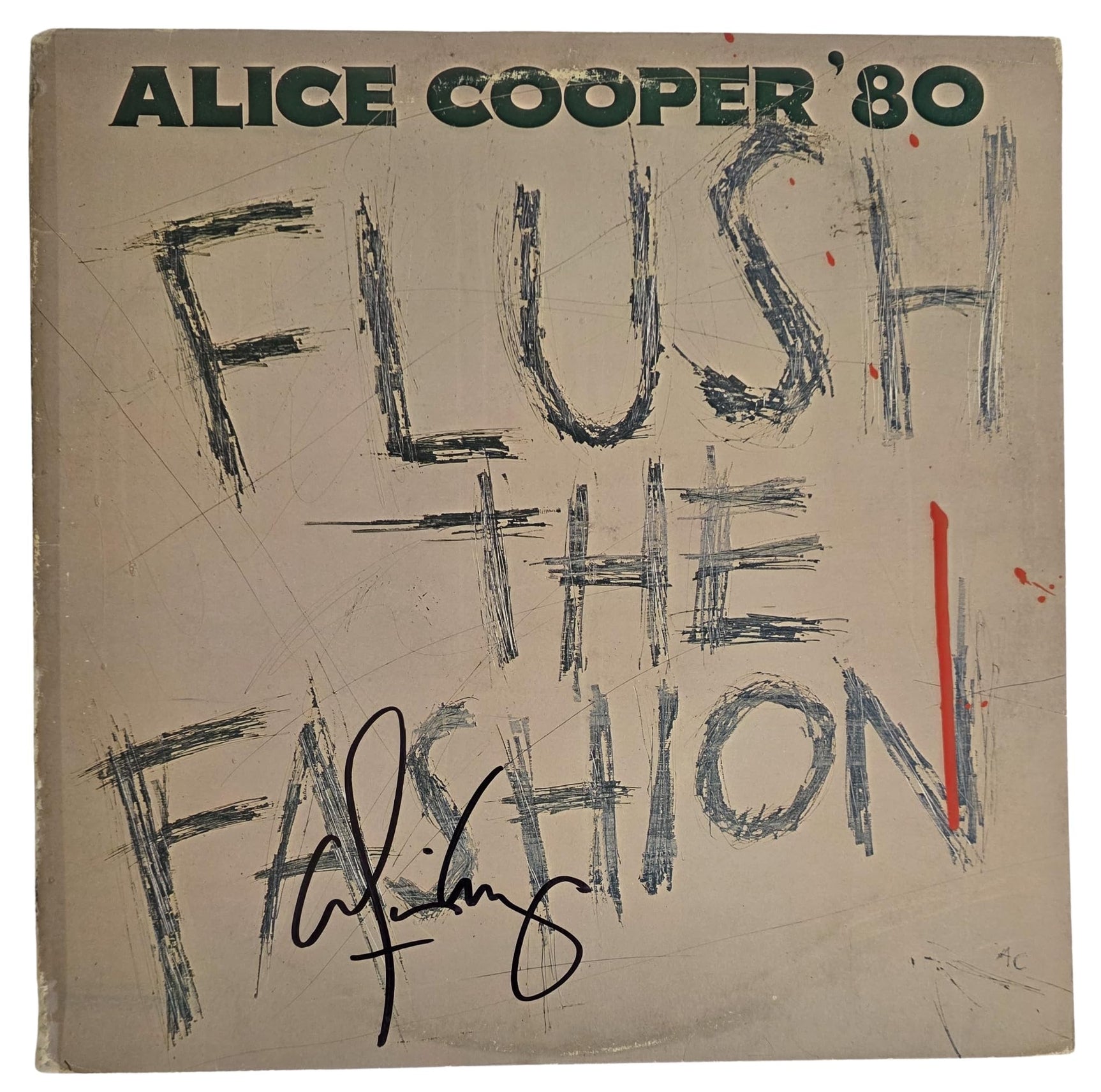 Alice Cooper Signed Flush the Fashion Album COA Proof Autographed Vinyl Record