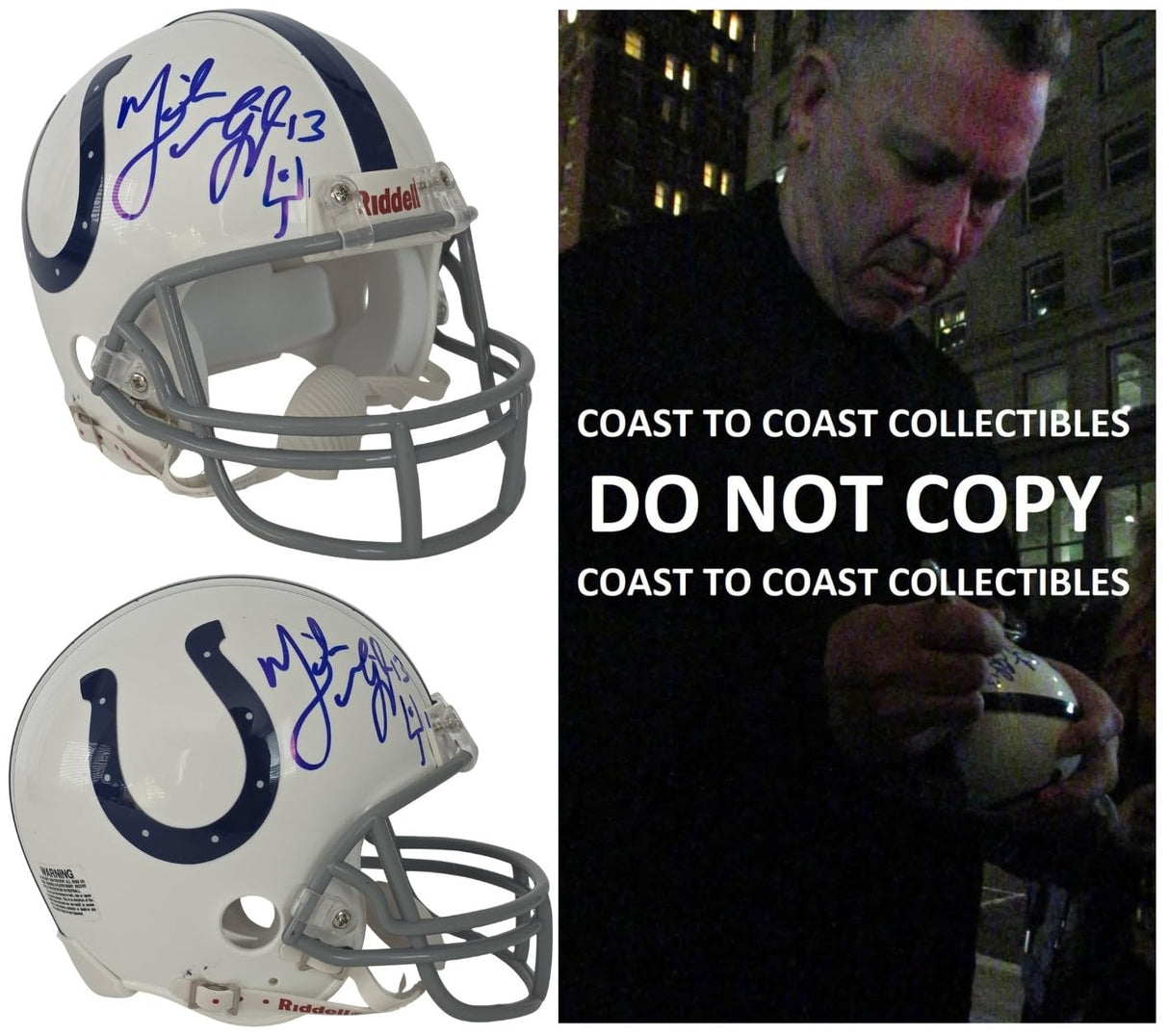 Mike Vanderjagt Signed Indianapolis Colts Mini Football Helmet COA Exact Proof Autographed