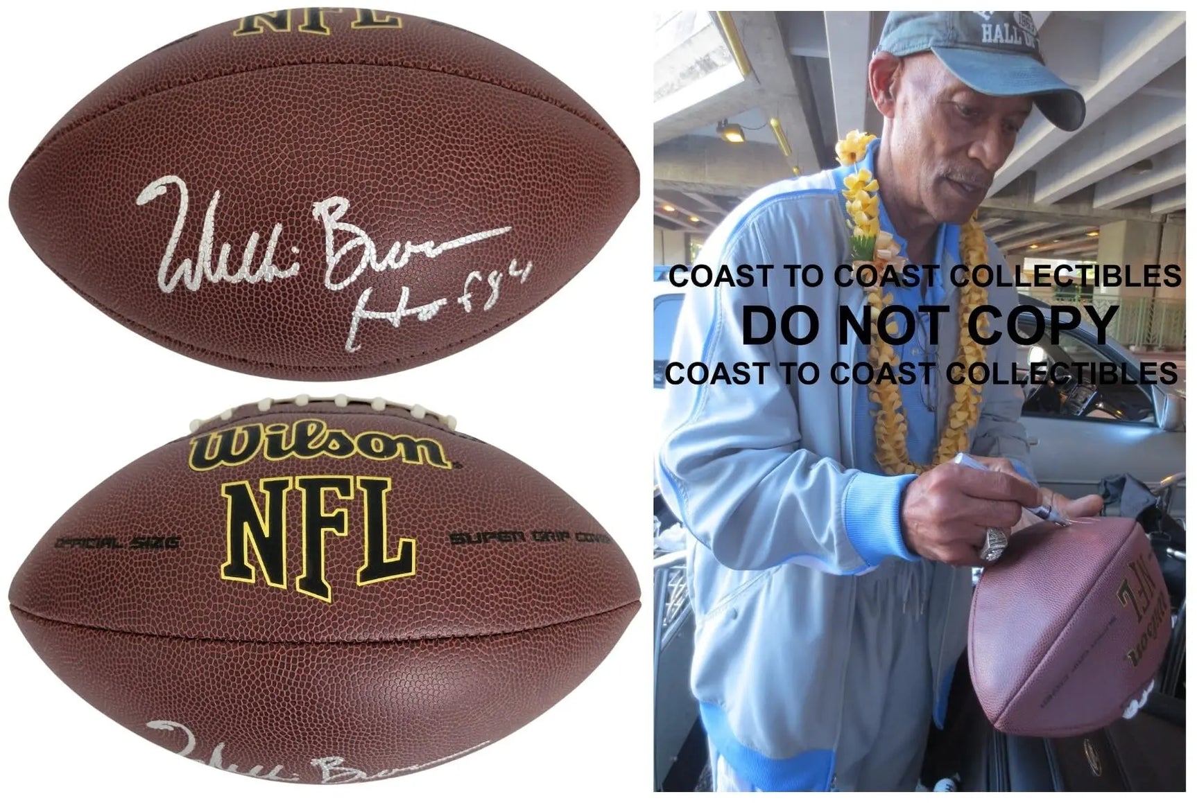 Willie Brown Signed Football Proof Beckett Oakland Raiders Grambling Autographed
