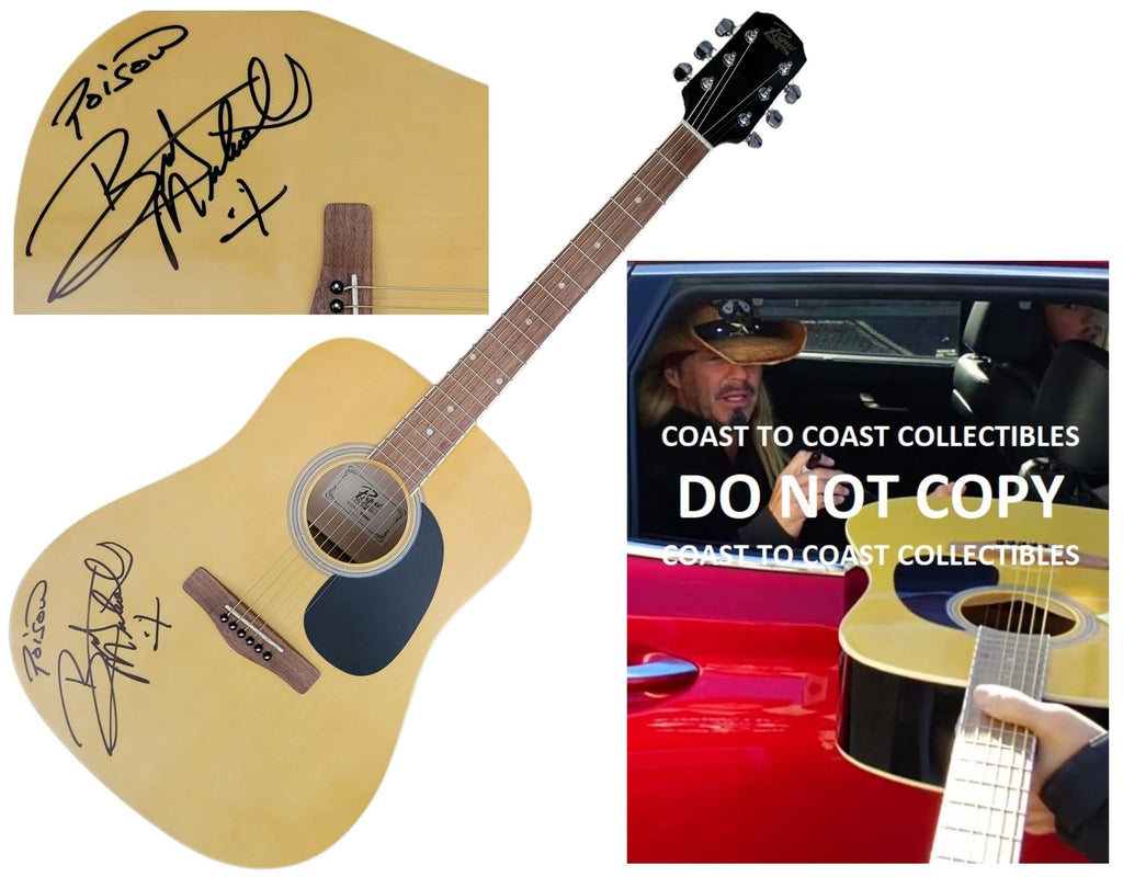 Bret Michaels Poison Signed Full Size Acoustic Guitar COA Exact Proof Autographed
