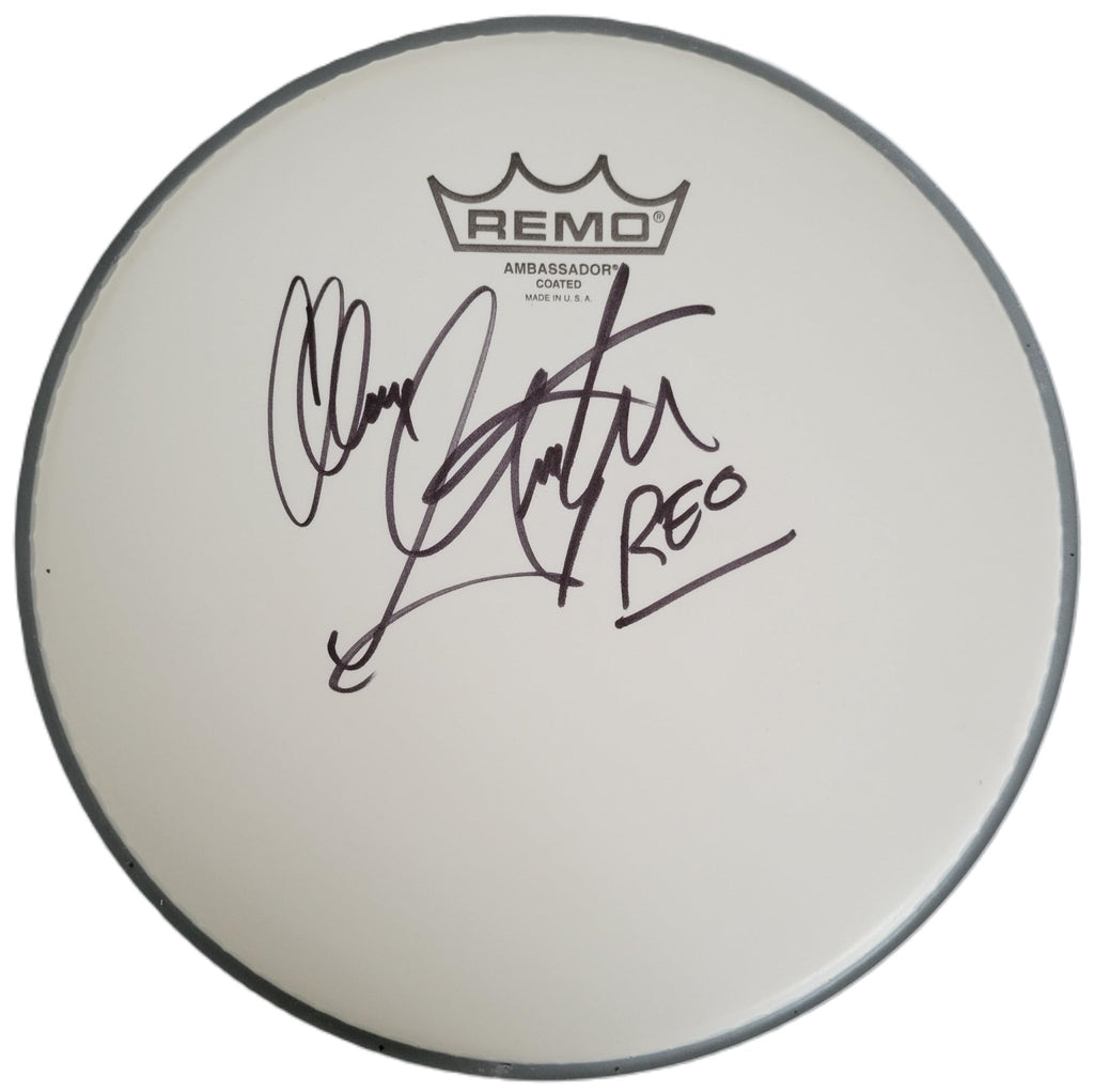 Alan Gratzer REO Speedwagon Drummer Signed Drumhead COA Proof Autographed