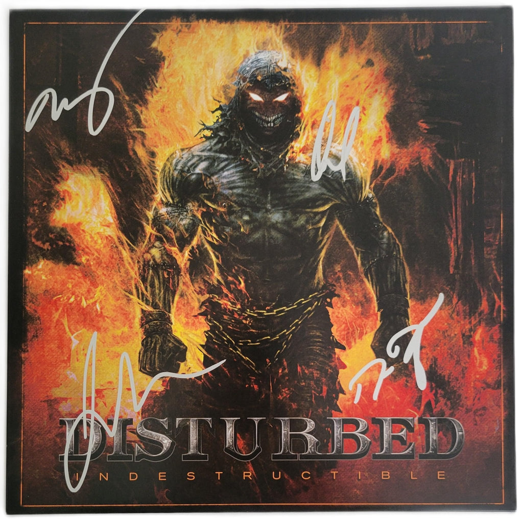 Disturbed Band Signed Indestructible Album COA Proof Autographed Vinyl Record David Draiman,Dan Donegan,Mike Wengren,John Moyer