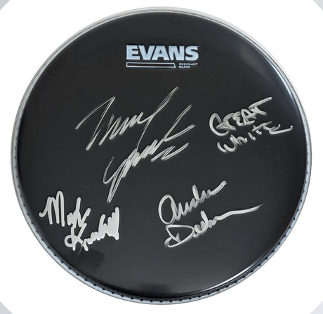 Great White Band Signed 10'' Drumhead COA Exact Proof Autographed Rock Band