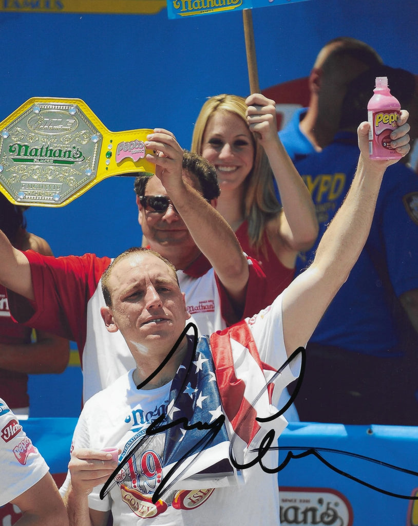Joey Chestnut Signed 8x10 Photo Nathan Hot Dog World Champion Proof Autographed, Star