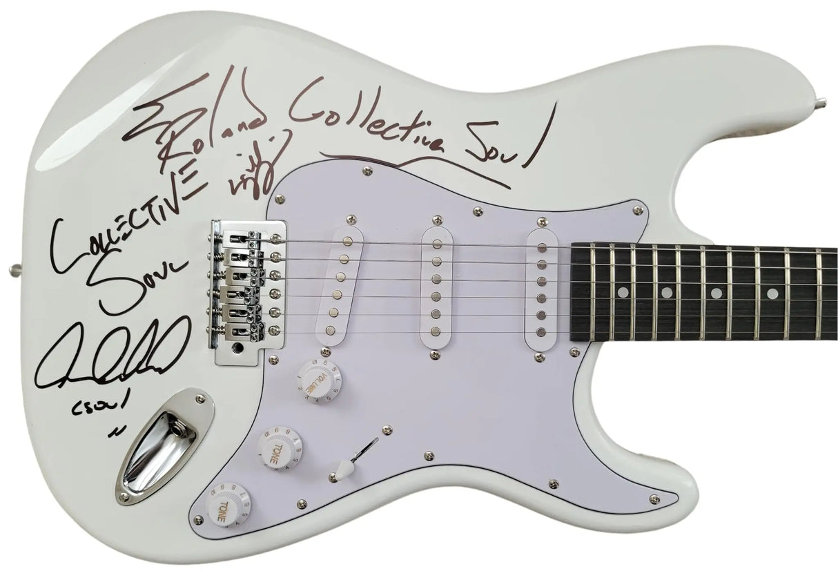 Collective Soul Band Signed Full Size Electric Guitar COA Proof Autographed Ed Roland Dean Roland Will Turpin