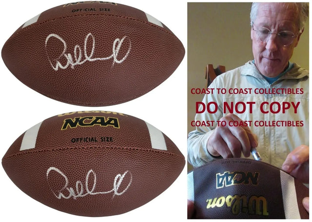 Pete Carroll Signed Football Proof COA Autographed USC Trojans