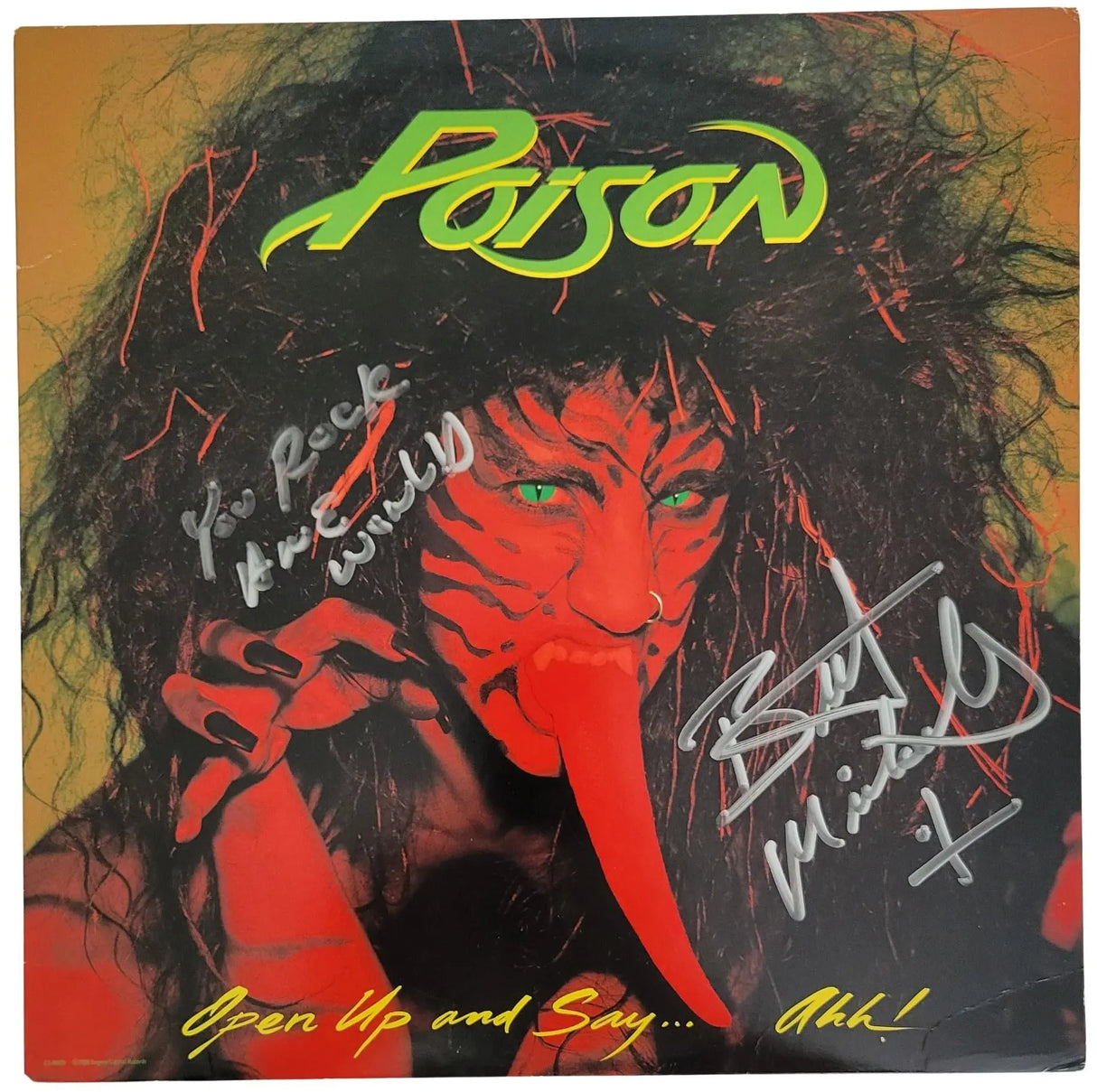 Bret Michaels Signed Poison Open Up and Say...Ahh! Album Beckett COA Proof Autographed Vinyl Record