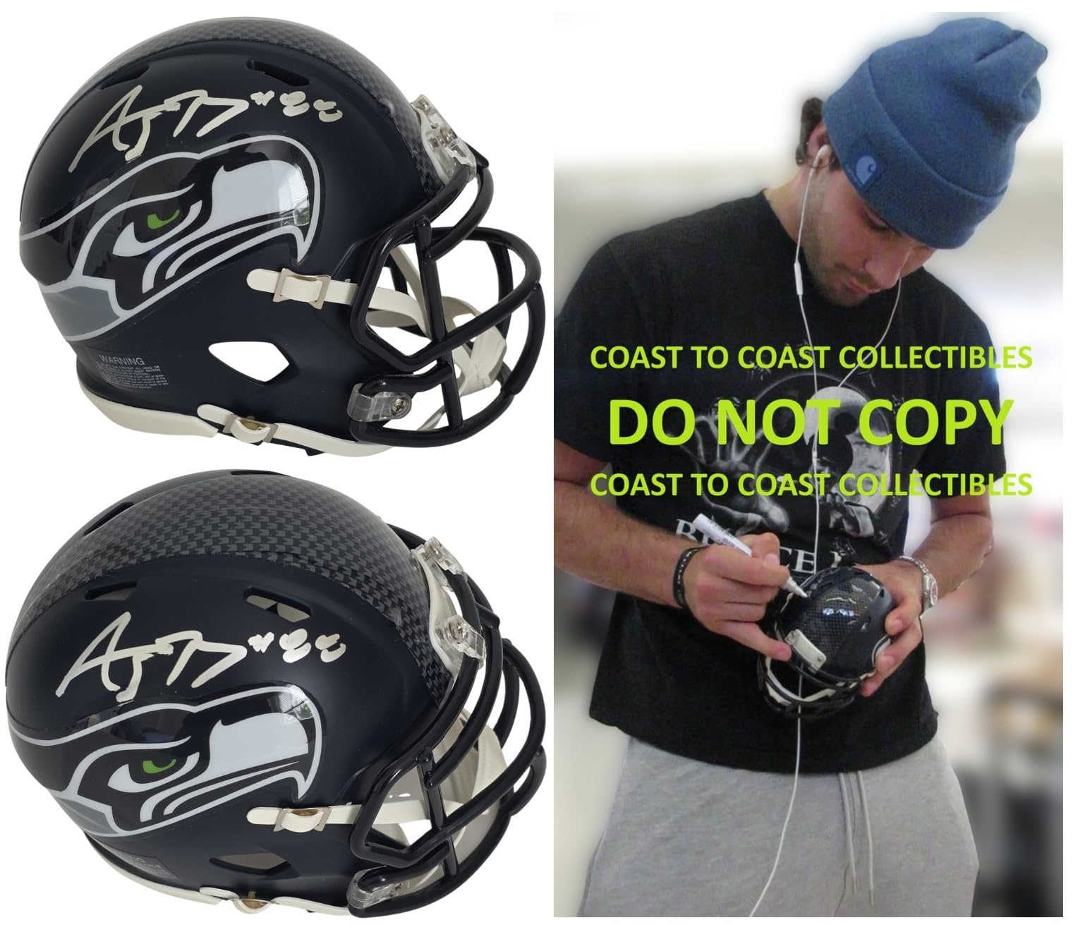 AJ Barner Signed Seattle Seahawks Mini Football Helmet Proof COA Autographed