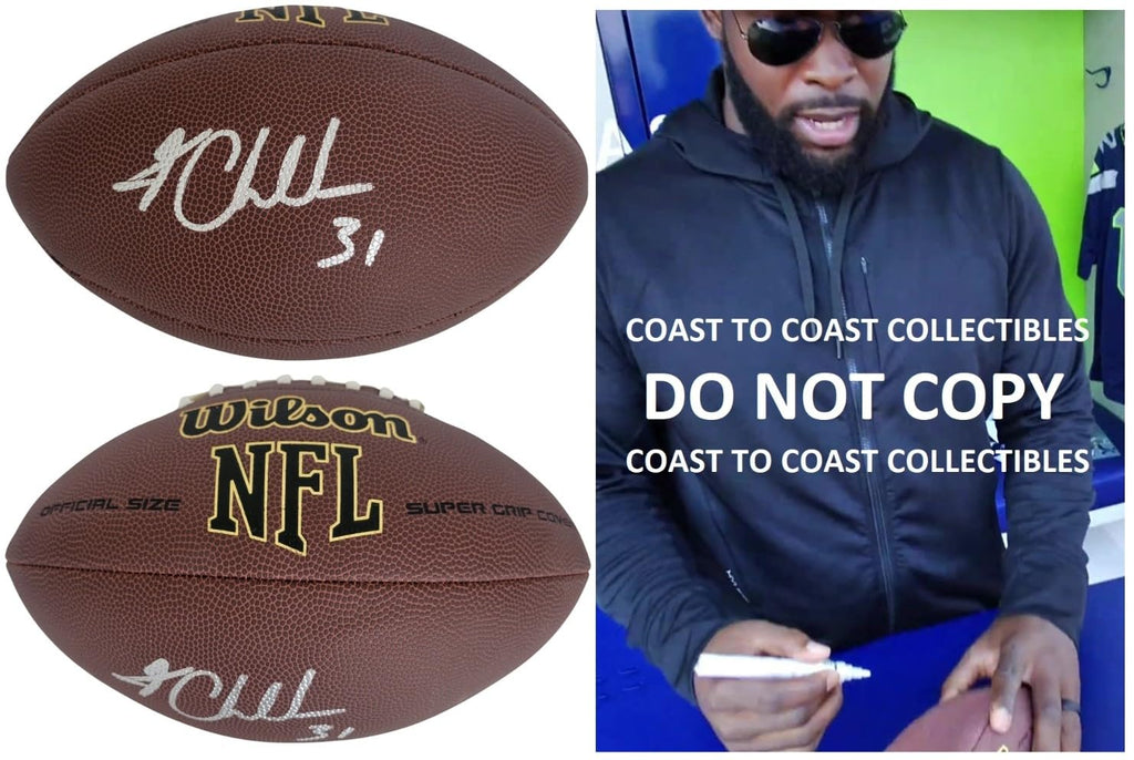 Kam Chancellor Signed Football COA Exact Proof Autographed Seattle Seahawks