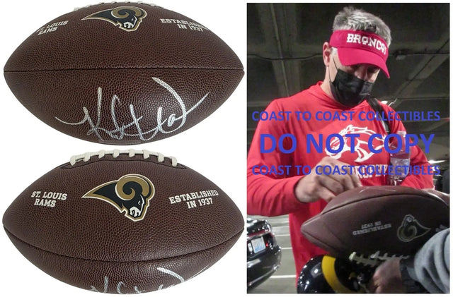 Kurt Warner Signed St. Louis Rams Logo Football COA Exact Proof Autographed HOF