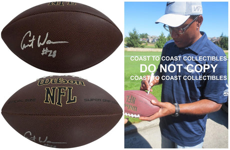 Curt Warner Signed Football Proof COA Autographed Seahawks Penn State