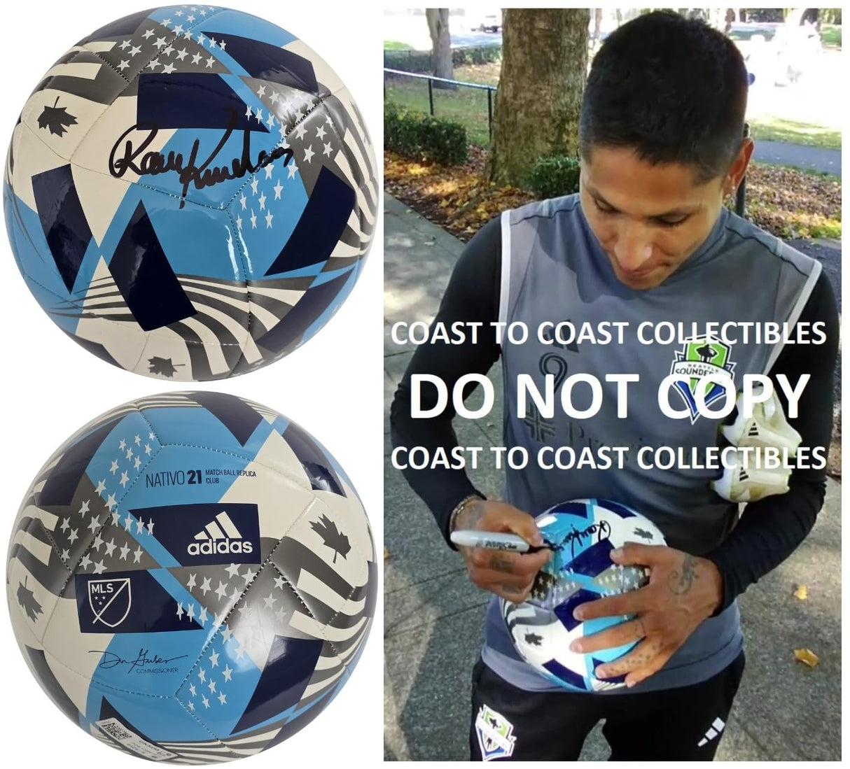 Raul Ruidiaz Seattle Sounders FC signed soccer MLS ball COA proof autographed.