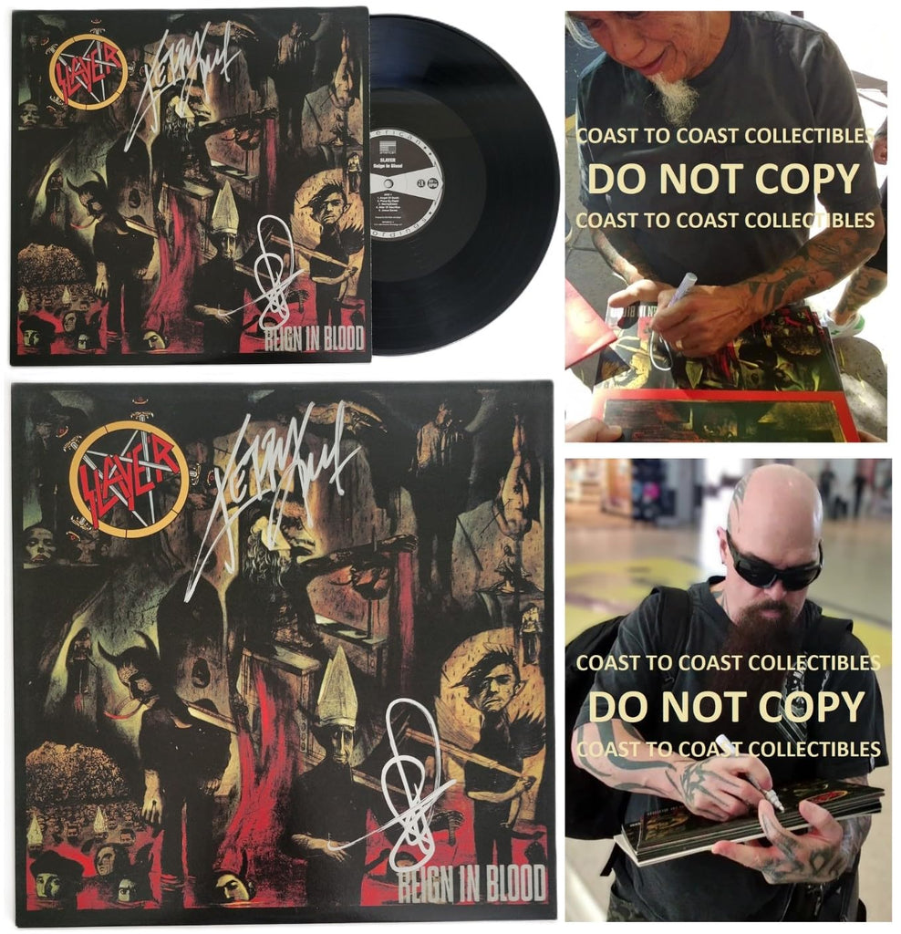 Tom Araya Kerry King Signed Slayer Reign in Blood Album COA Exact Proof Autographed Vinyl Record