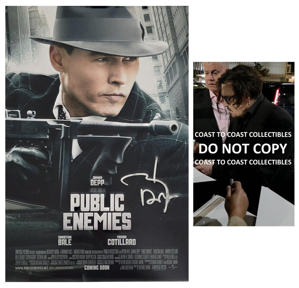 Johnny Depp Signed Public Enemies 12x18 Photo Poster COA Proof Autographed