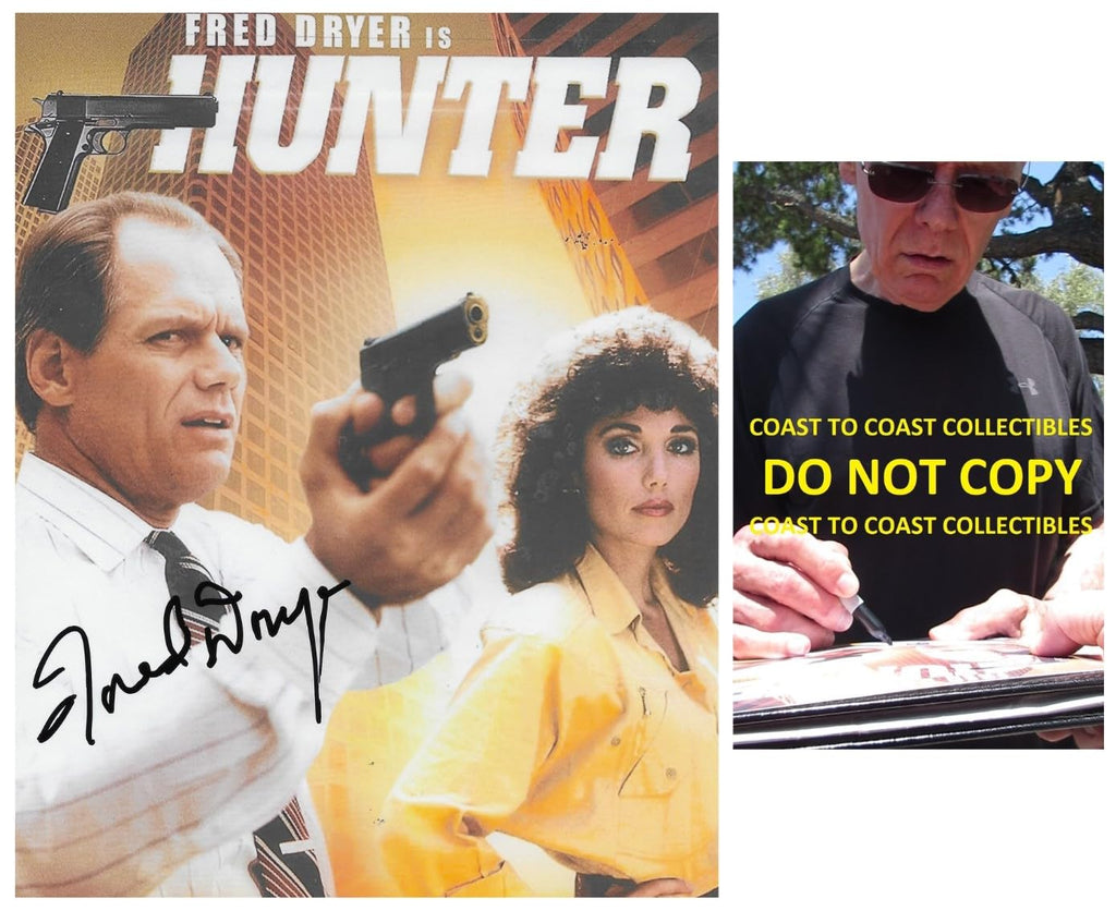 Fred Dryer Signed Hunter Sgt Rick Hunter 8x10 photo Exact Proof COA Autographed STAR