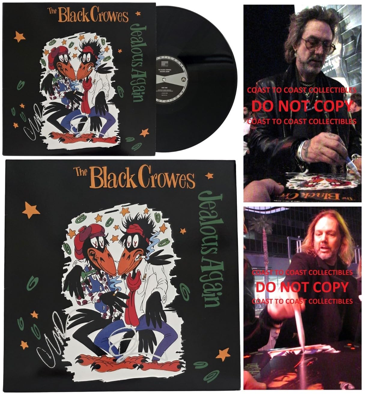 The Black Crowes Signed Jealous Again Album COA Proof Autographed Vinyl Record Chris Robinson & Rich Robinson