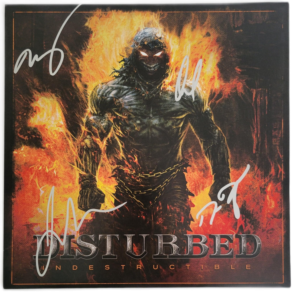 Disturbed Band Signed Indestructible Album COA Proof Autographed Vinyl Record David Draiman,Dan Donegan,Mike Wengren,John Moyer