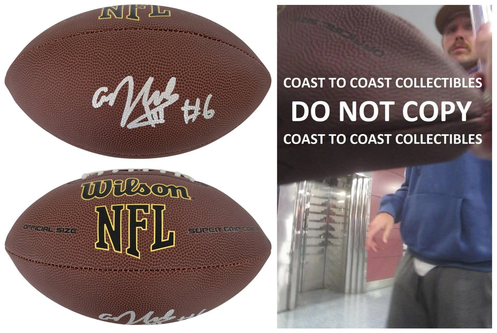 AJ Cole Signed Football Proof COA Autographed Las Vegas Raiders NC State