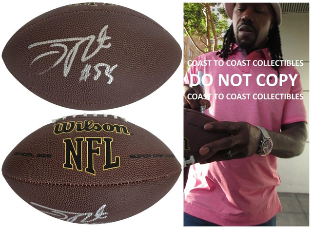 Joey Porter Signed Football Exact Proof COA Autographed Pittsburgh Steelers