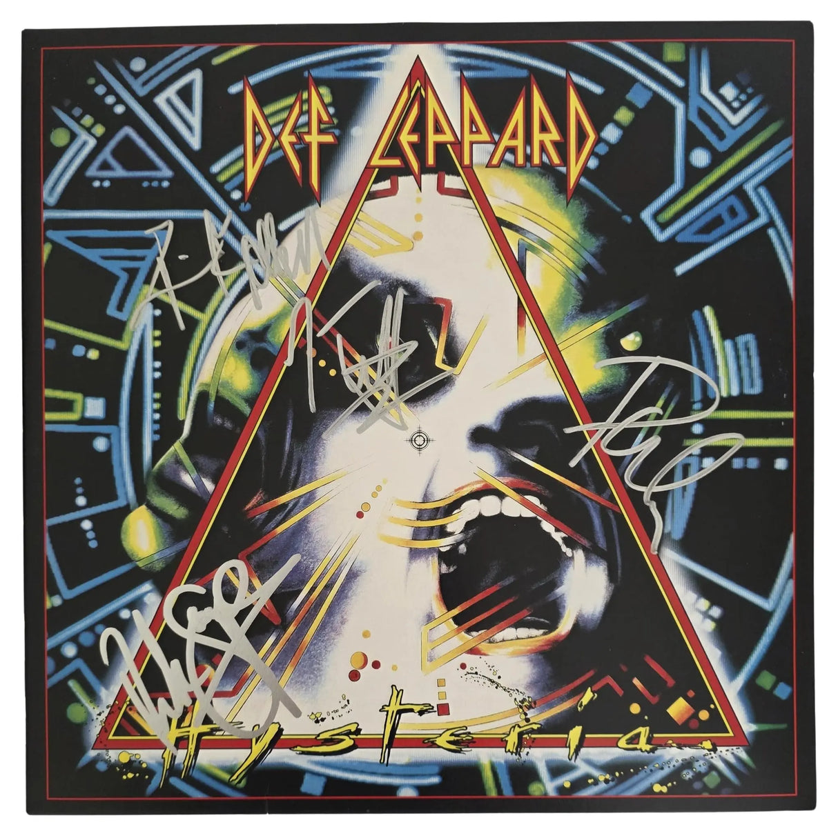 Def Leppard Band signed Hysteria Album COA Exact Proof Elliott,Allen,Collen,Savage Vinyl Record Def Leppard
