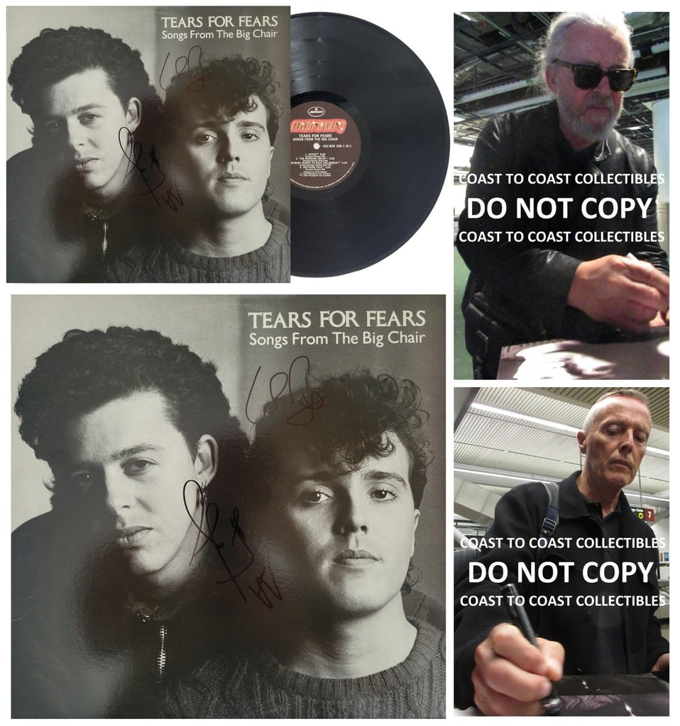 Smith & Orzabal Signed Tears for Fear Songs from the Big Chair Album COA Proof Vinyl Record STAR