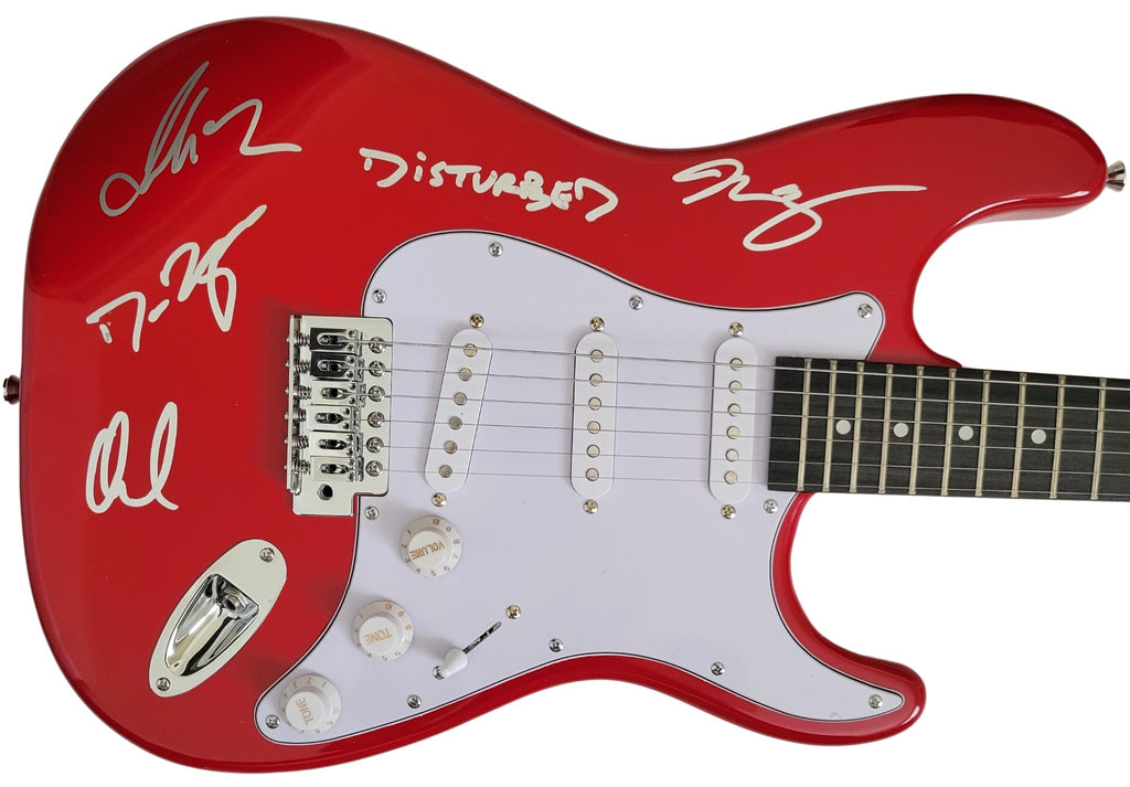 Disturbed Band Signed Full Size Electric Guitar COA Exact Proof Autographed David Draiman,Dan Donegan,Mike Wengren,John Moyer