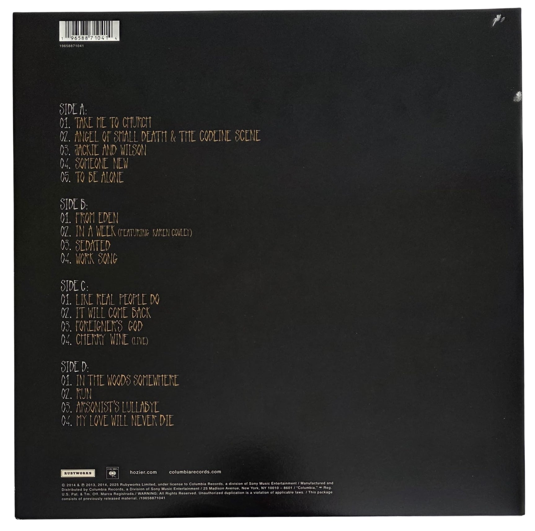Hozier Signed Album COA Exact Proof Andrew Byrne Autographed Vinyl Record