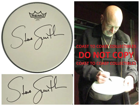 Steve Smith Signed Drumhead COA Proof Autographed Journey Drummer 10'' Remo